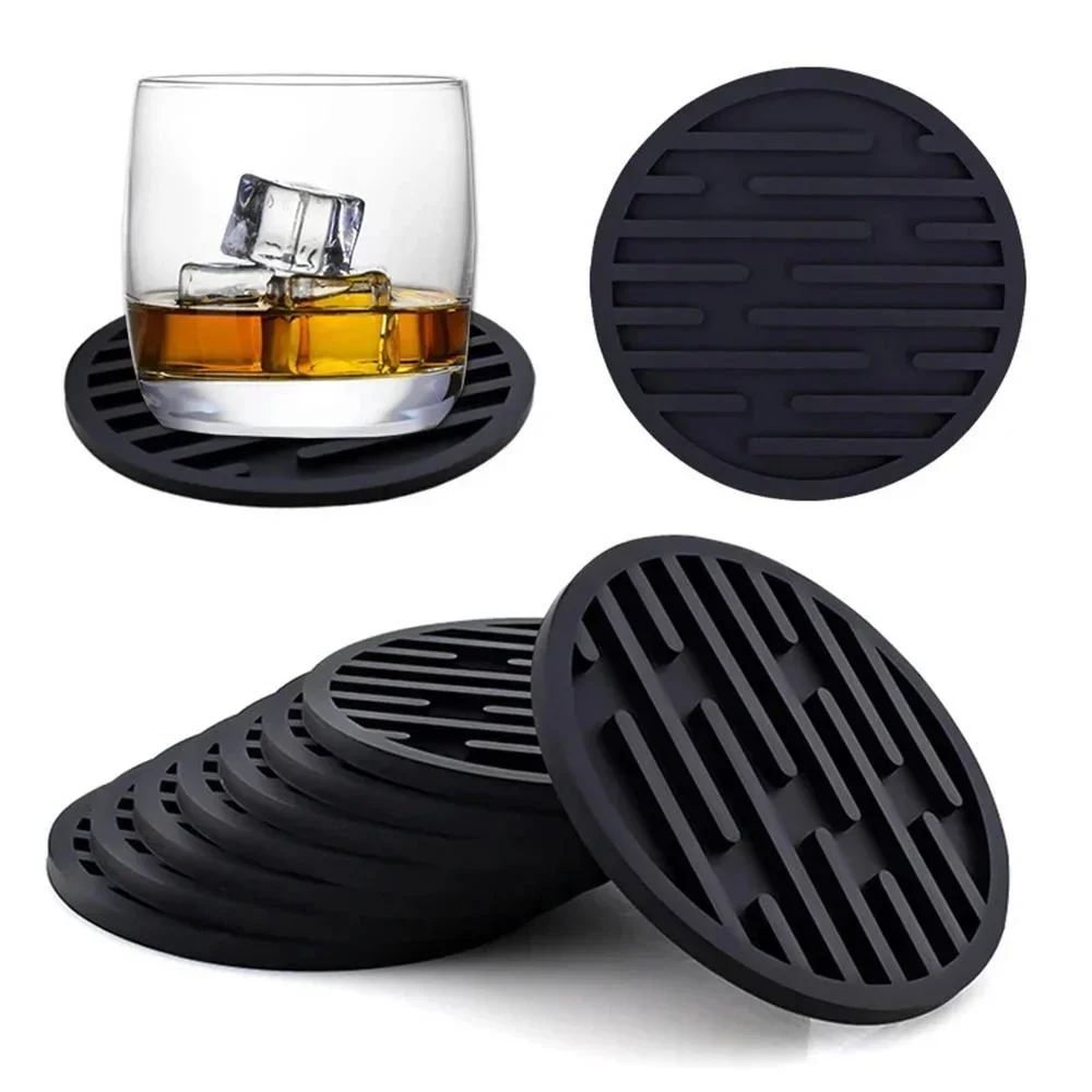 Silicone Coaster Round Heat Resistant Rubber Coffee Cup Mat Tea Drink Mug Glass Beverage Holder Pad Decor Table Mat 10cm