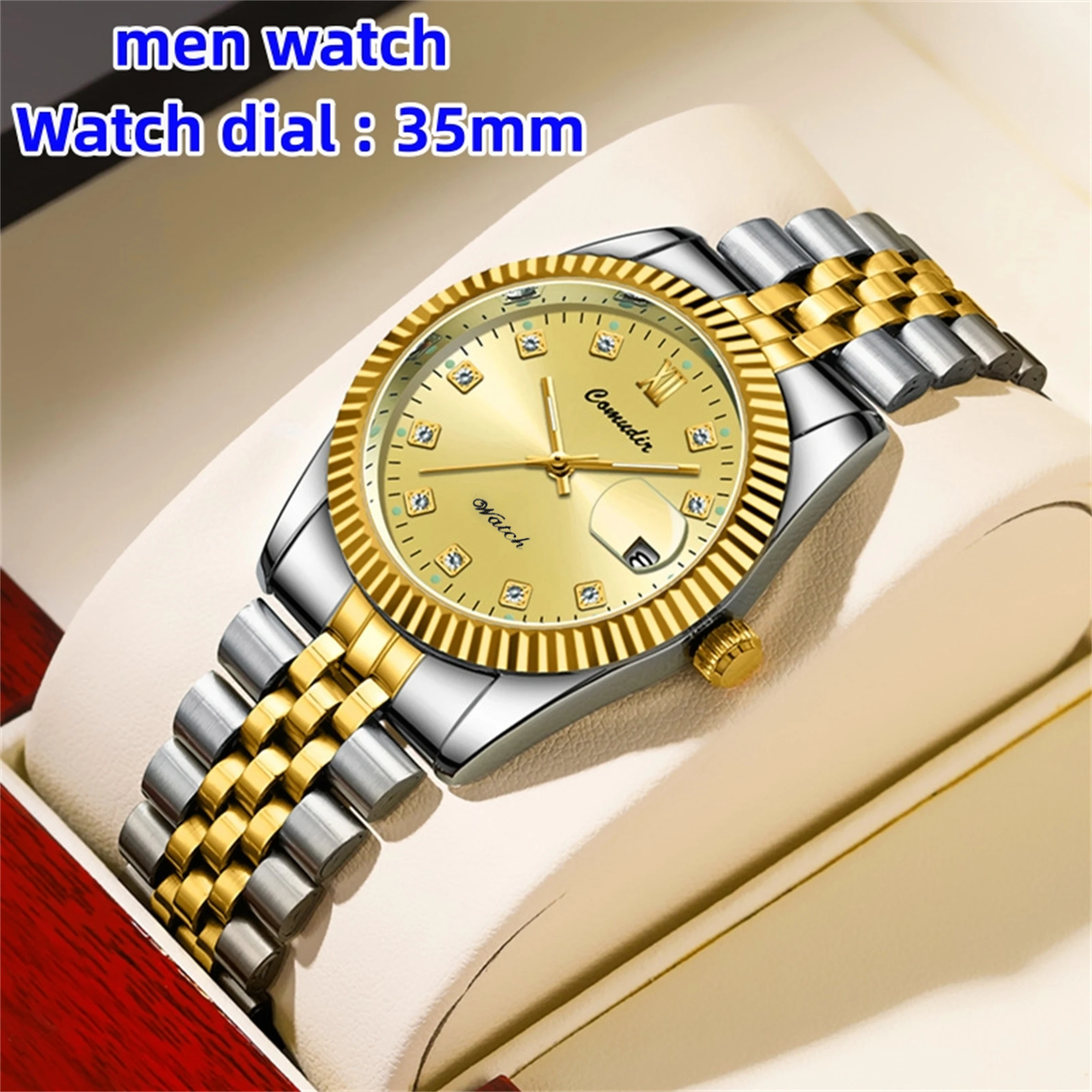 2pcs/set Couple Watches 30M Waterproof Fashion Valentine\'s Day Gift Stainless Steel Crystal Watch Men Women Quartz Watch 2521