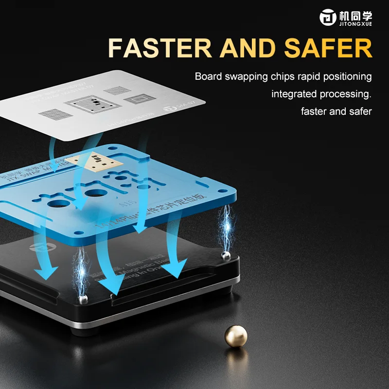 JTX Swap Master 30 em 1 Conjunto de base de reballing BGA Anti-aquecimento Posicionamento Plataforma supermagnética para iPhone 8-16 Plantio de estanho