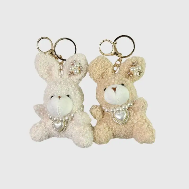 Sweet Cartoon Plush Collection: Long-eared Rabbit Stuffed Keyring for Females, Y2K Backpack Pendant and Phone Charm Gift