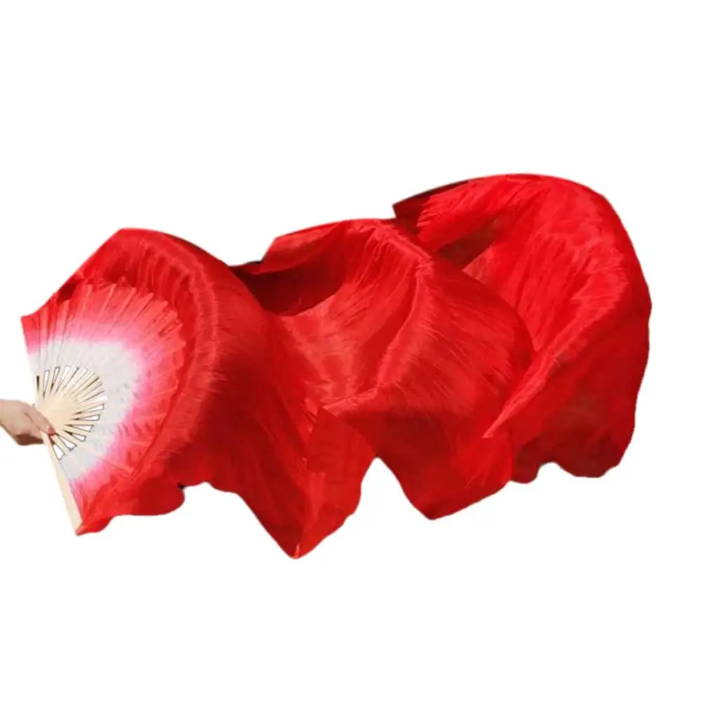 Classical Dance Long Silk Fan Chinese Style Large Red Gradient Long Fan Dance Performance Fan Elongated Rose Red Dance Fan