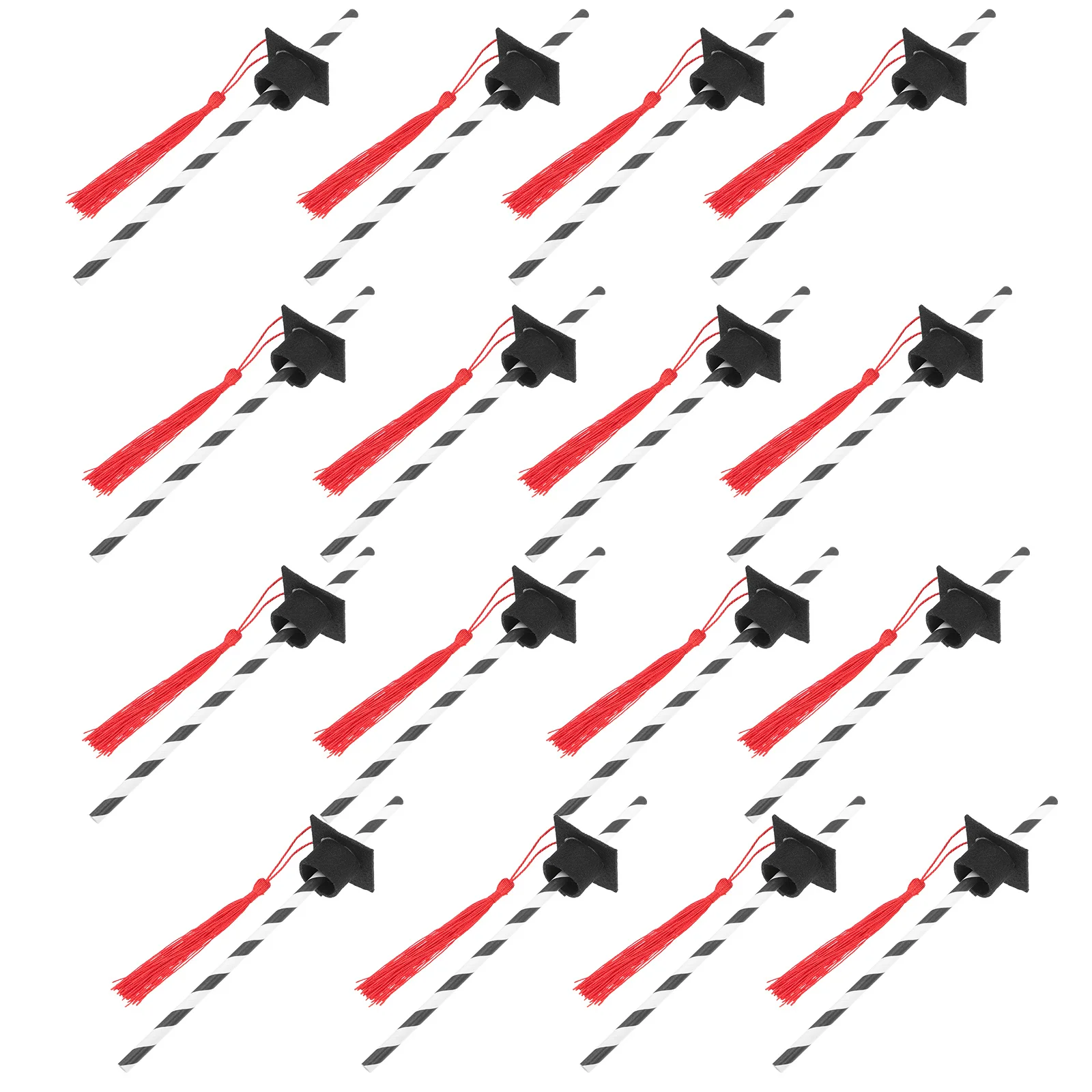 12 قطعة شفاطات للشرب للتخرج لتزيين طاولة الحلوى الطرف طويلة محمولة غير منسوجة يجب أن تحتوي على قصاصات على شكل قلب أحمر