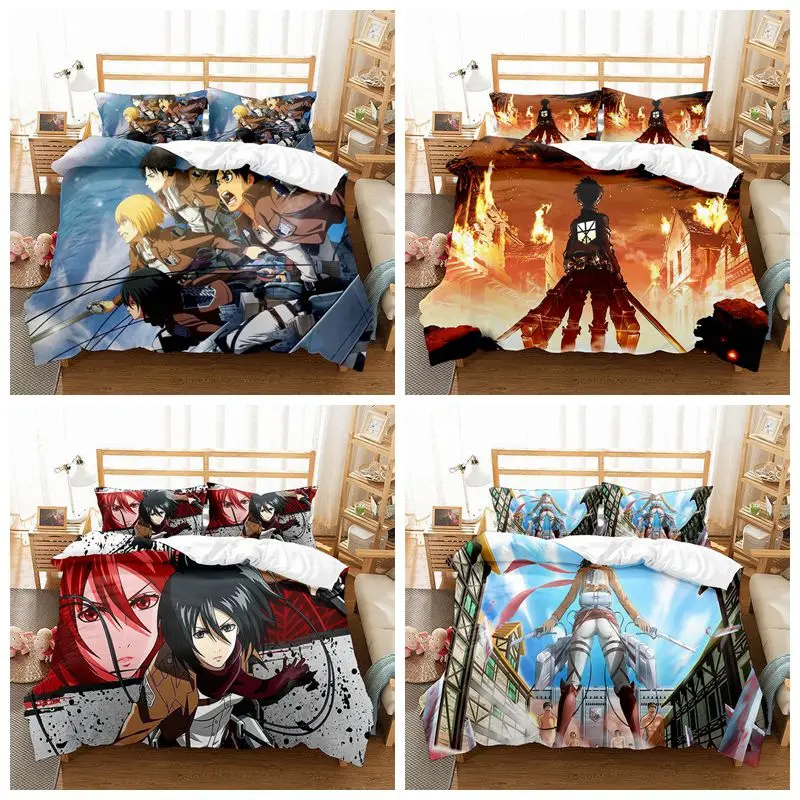 new-anime-attack-oni-titans-bedding-three-piece-set-cartoon-cotton-duvet-cover-pillow-case-bedroom-decoration-boy-girl-gifts