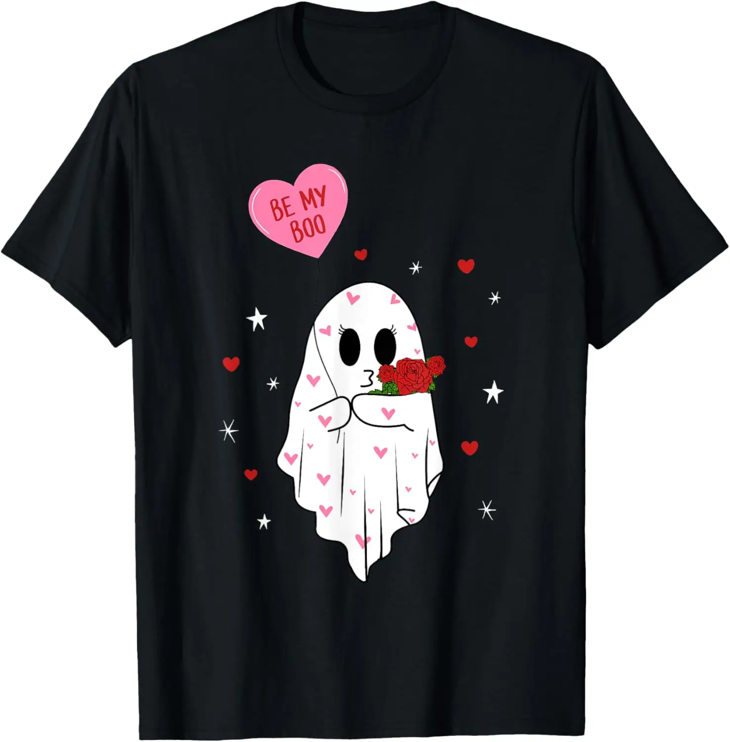 Be My Boo Valentine Ghost With Balloon Happy V Day Couple T-Shirt