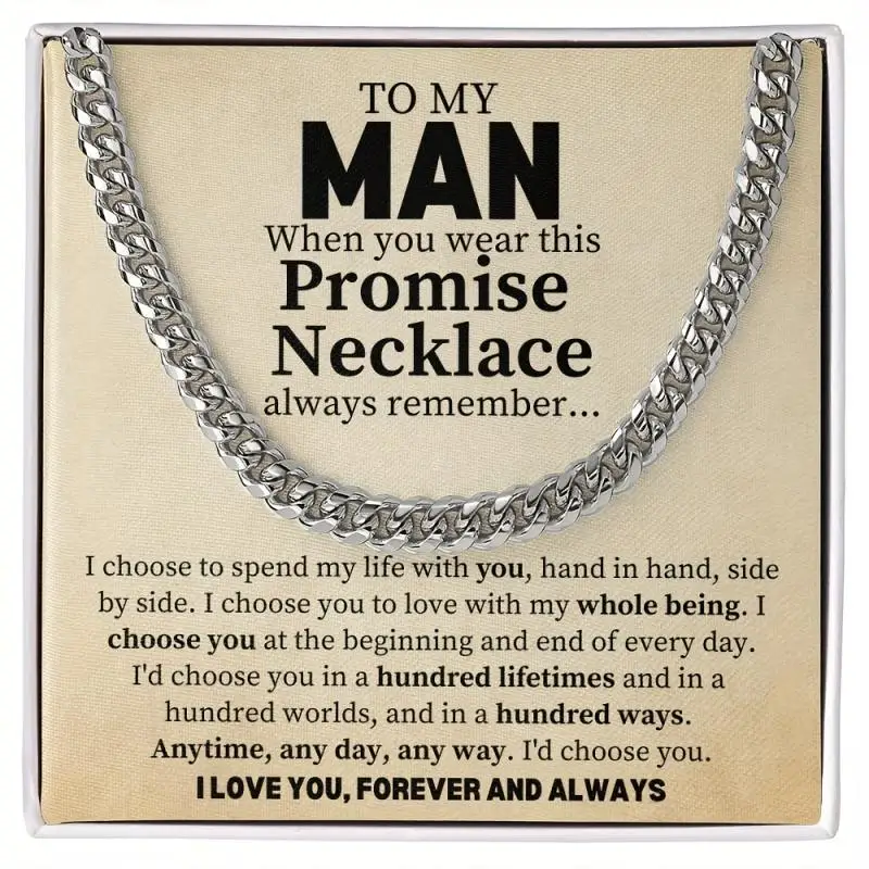 Cuban Chain Necklace, Perfect Gift For Boyfriend, Husband, Lover, Promise Necklace For Him