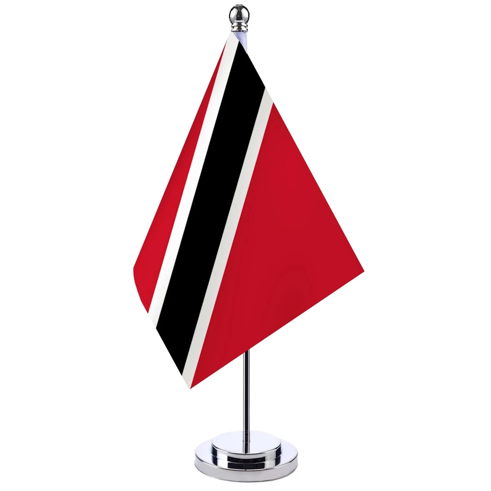 

14x21cm Office Desk Flag Of Trinidad and Tobago Banner Boardroom Table Stand Pole The Cabinet Flag Set Meeting Room Decor