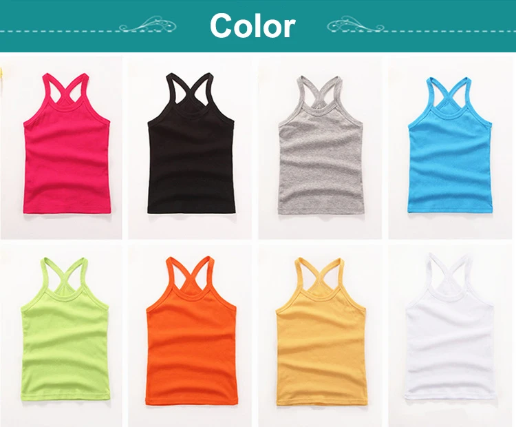 Sommer Baumwolle Mädchen Weste Ärmellos Einfarbig T-Shirts Kinder Oberteile Baby Mädchen Freizeitkleidung T-Shirt 2-12 Jahre – Detail 5