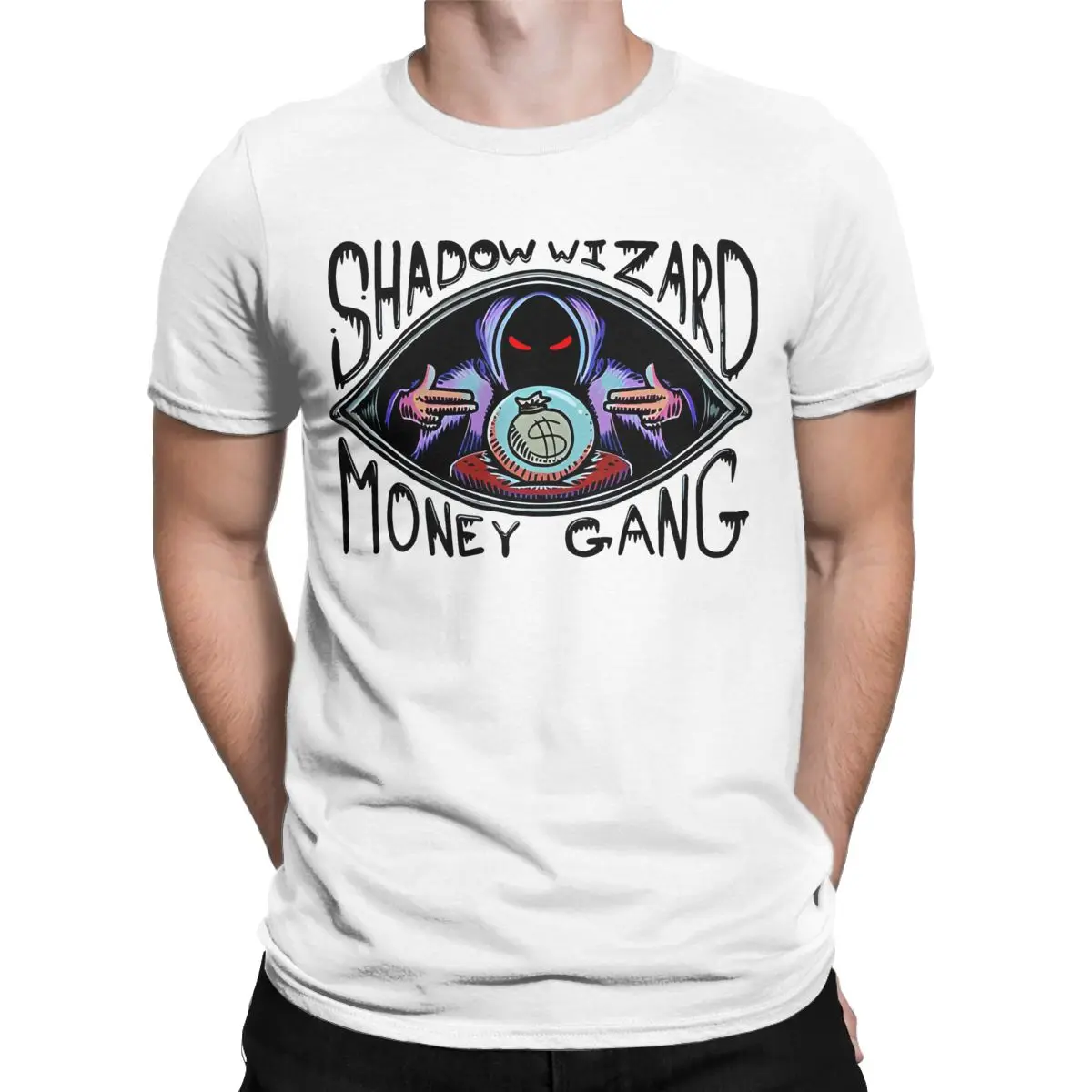 Shadow Wizard Money Gang Shirt Apparel for Men Women Pure Cotton Vintage Horror Eye Tee Shirt Short Sleeve Clothes Birthday Gift