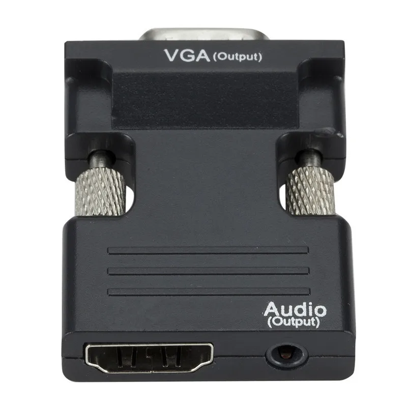 Hdmi-fêmea compatível para vga adaptador masculino com porta de saída de áudio para computador pc, desktop/portátil, hdtv, suporte 1080p hd completo