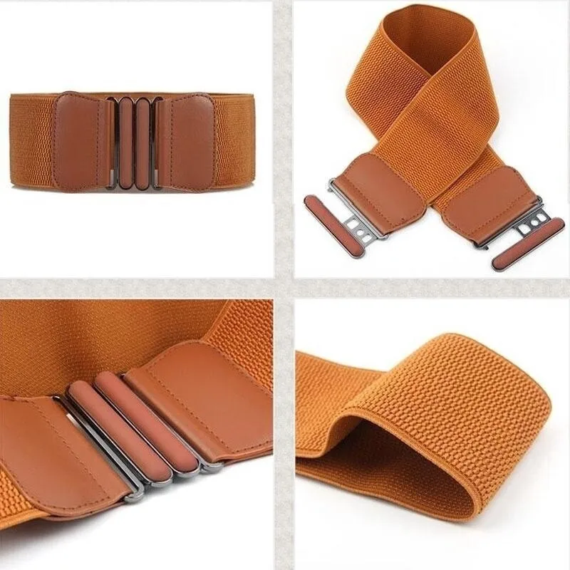 حزام خصر مرن واسع للنساء ، فستان مطاطي ، أحزمة موضة للسيدات ، GM005 ، 4 ألوان