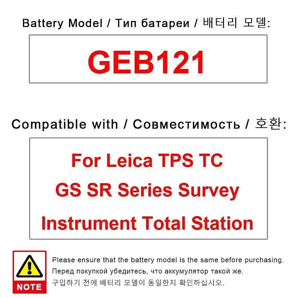 

Measuring Instrument Battery Lightweight For Leica Tps TC GS SR Total Station GEB121 4200Mah High Compatibility
