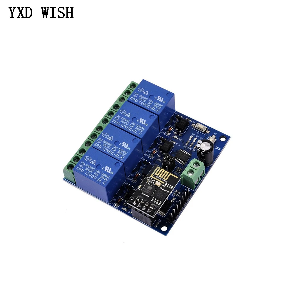 DC 5V 12V WiFi Relay Module 4 Channel ESP8266 ESP-01 Wireless Relay Switch Board 4 Way Phone APP Remote Control Relays Board