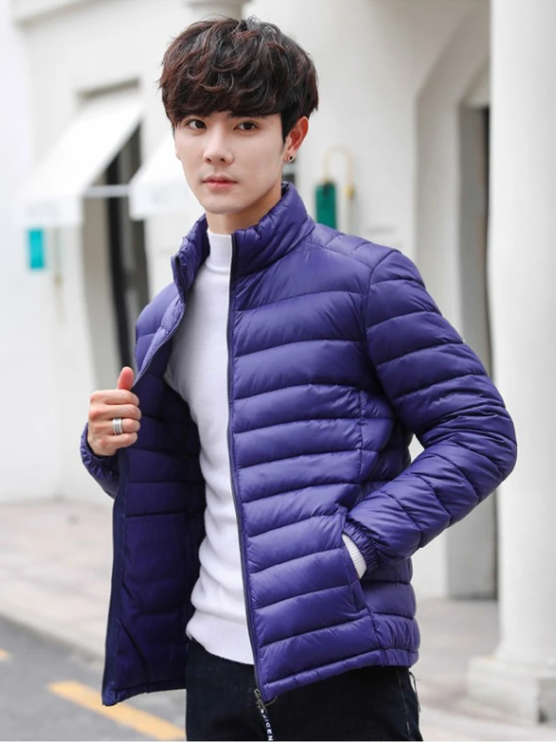 

Men's down Cotton Jaet Lightweight ort Sle Fall Winter Warmth Youth Anti-Cold Faion Urban Casual Nylon Fiber Fill