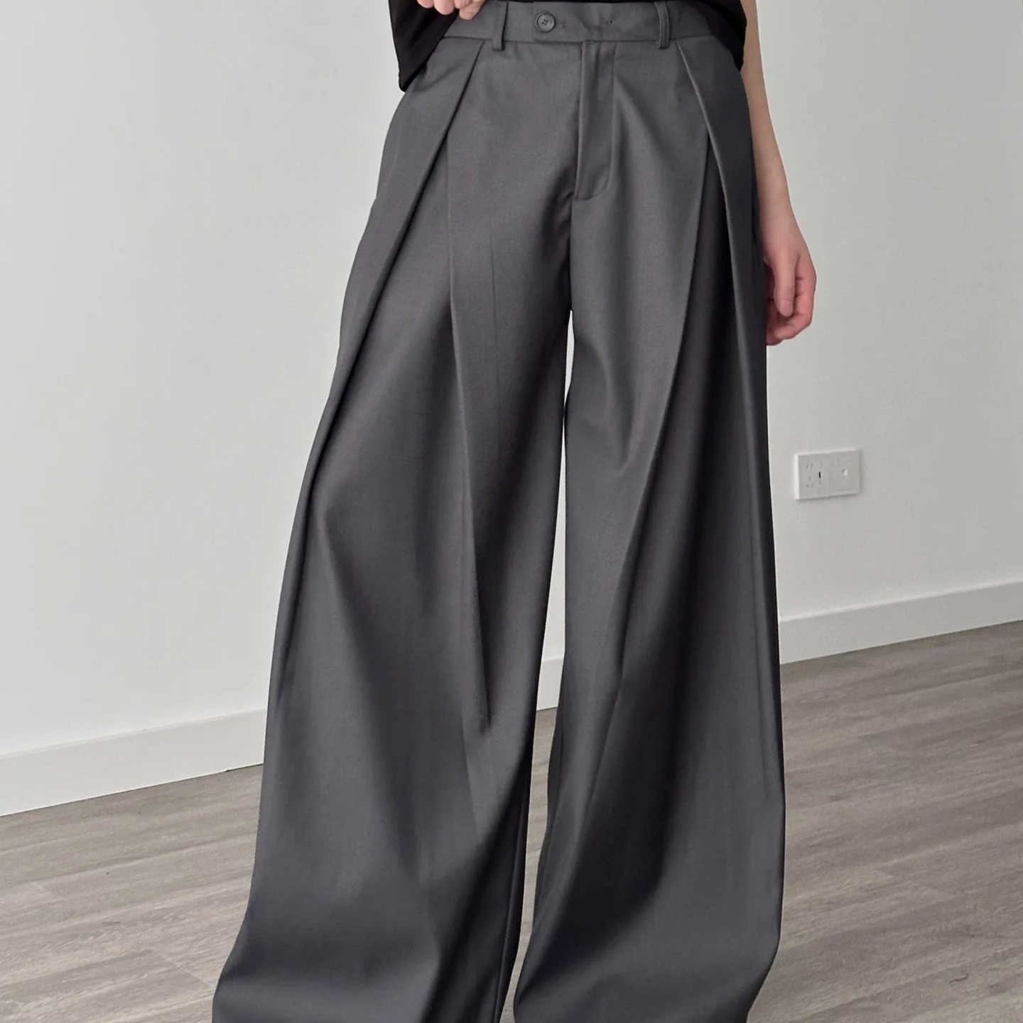 

2026 New Black Suit Pants Men Fashion Social Mens Dress Pants Korean Loose Oversized Wide Leg Pants Mens Trousers