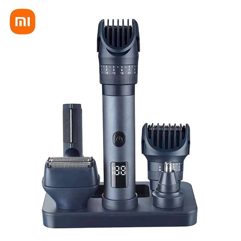 

Xiaomi Youpin с зарядной базой, водонепроницаемый IPX6, триммер для бороды и волос для мужчин, 5 в 1, перезаряжаемая электрическая бритва 0-20 мм