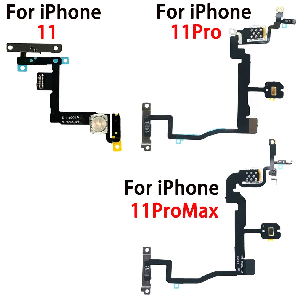 Power Button Flex Cable For iPhone 11 Pro Max On/Off Switch With Flash Light Mic Replacement