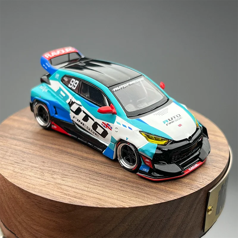 PopRace 1:64 Metalowy Model Samochodu Yaris GR AUTO Niebieski, Statyczna Kolekcja, Dekoracja, Prezent na Święta, Zabawki