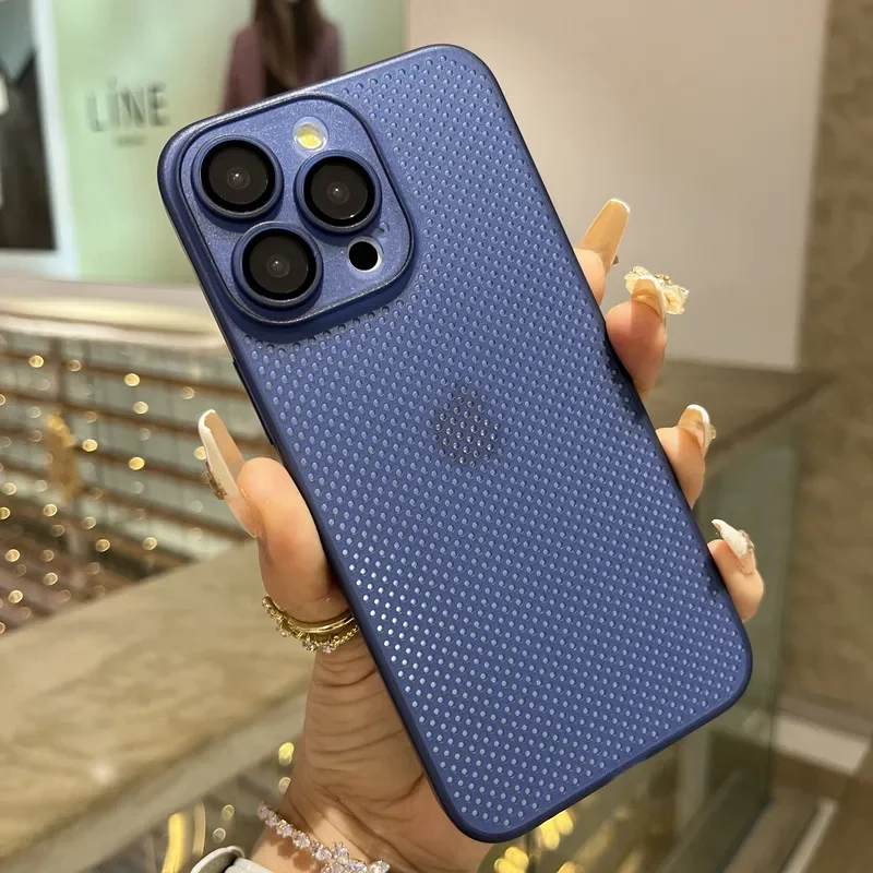 Wärmeableitung, atmungsaktive Kühlhülle für iPhone 16, 15, 14, 13, 12, 11, Pro Max Plus, ultradünn, matt, Netzstoff, hohl, schlank, harte Abdeckung – Detail 9