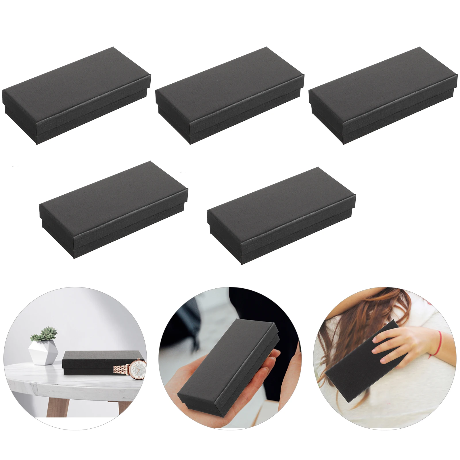 

5pcs Watch Boxes Paper Material Portable Storage Case Sponge Rectangle Shape Desk ganizer For Watches Jewelry