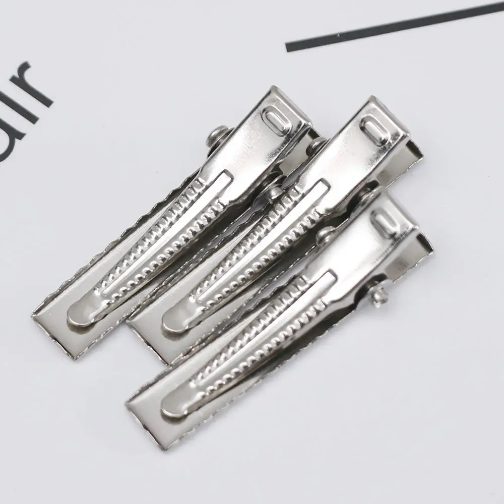 50Pcs Silver Flat Metal Single Prong Alligator Hair Clips Barrette Hairpins For Bows DIY Accessories Hair pin Hairdressing Tools