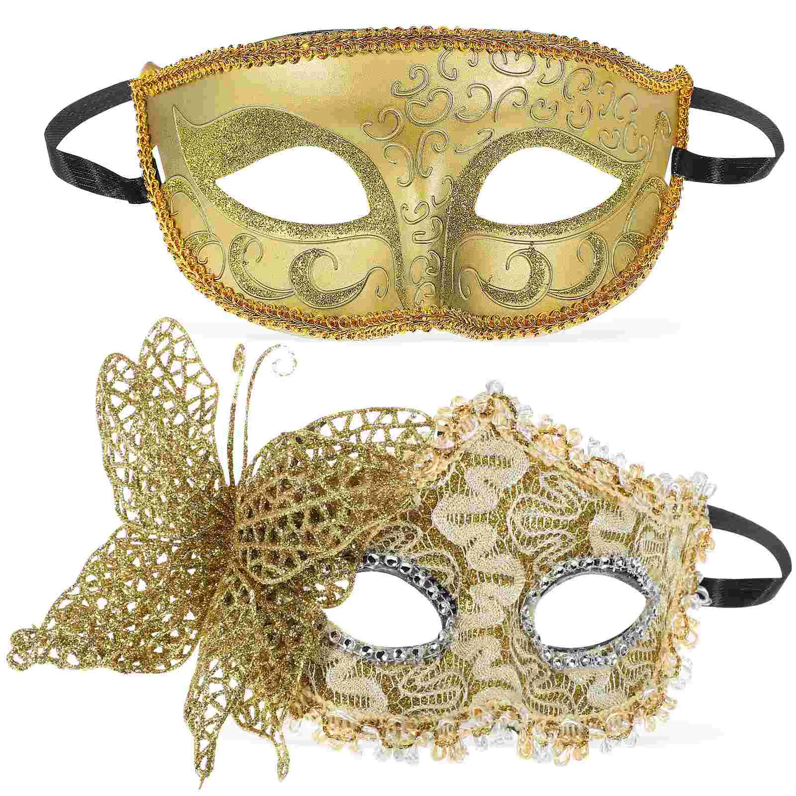 

2 Pcs Mask Carnival Prom Prop Pattern Masquerade Masks For Couples Theatrical Women's