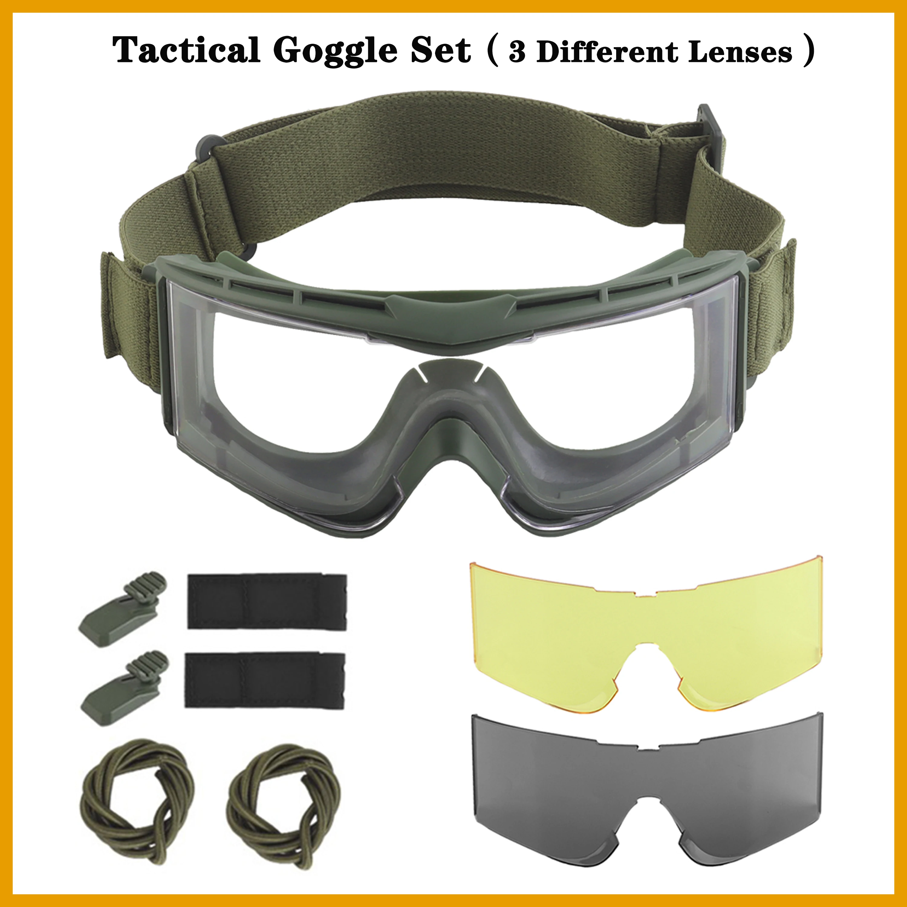 

protect wind, fog, glare and dust Tactical Goggle Set,Headgear Mode for outdoor walking hunting shooting Tactical Games glasses