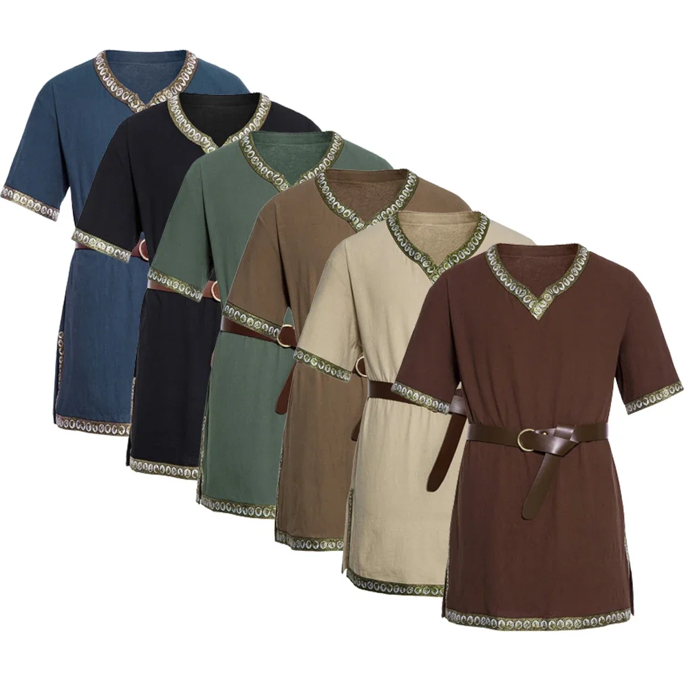 

Винтажная Пиратская туника в средневековом стиле викингов, Мужская одежда для косплея и вечеринки, костюм Нормана Шевалье, рыцарь, воин, топы