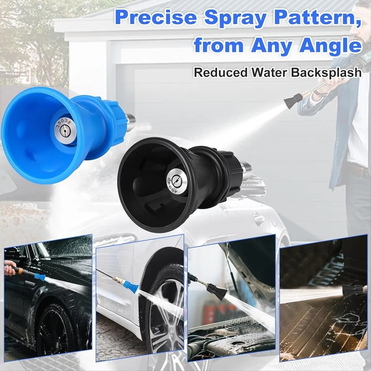 New Pressure Washer Nozzle Guard,2 Pack 25 Degree/40 Degree Pressure Washer Nozzle with Protector Holder