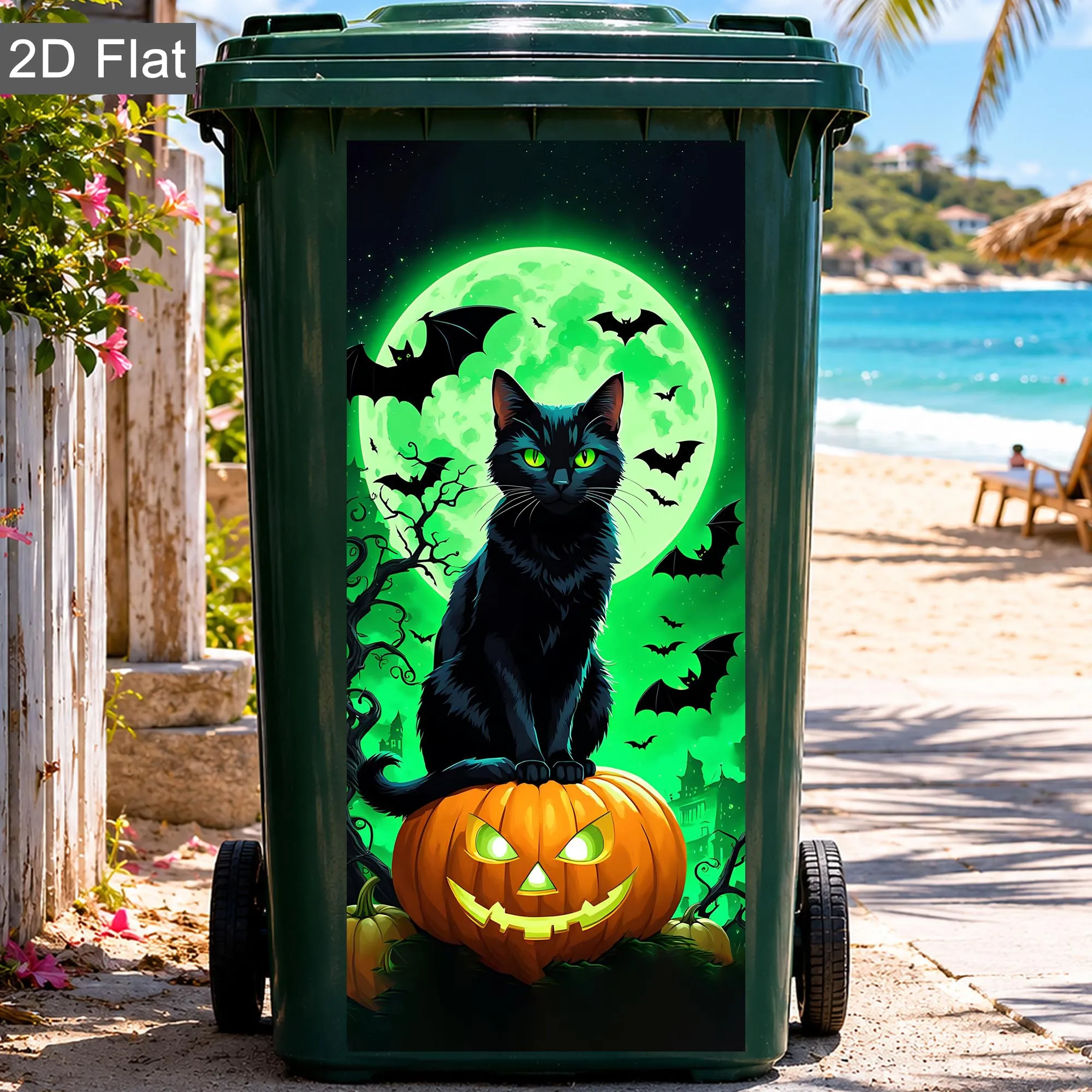 Halloween Horror Themed Bin Stickers, Multiple Designs Skeleton Decal,Waterproof Peel & Stick Can Decor for Halloween Yard Party