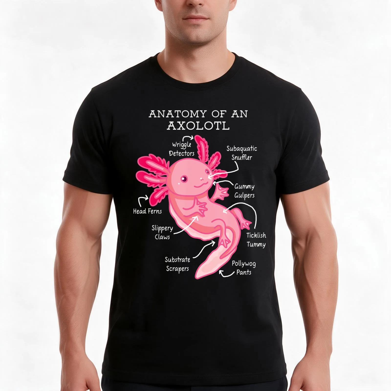 Anatomy Of An Axolotl Mexican Salamanders Funny T-Shirt Summer Casual Cotton Tee Oversized Streetwear Tops Unisex Men Women