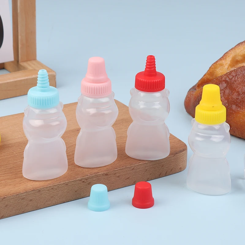 New 2Pcs Mini Sauce Box Squeeze Bottle Portable Cute Cartoon Tomato Honey Condiment Container For Kids Lunch Box Accessories