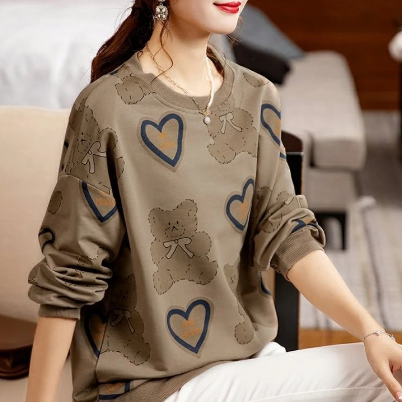 

Women's new fashionable casual loose large-size long-sleeved pullover top