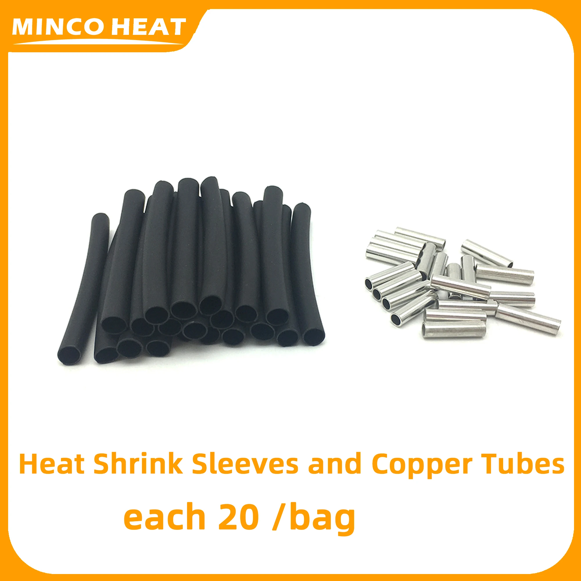 Minco Heat Copper Tubes and Heat Shrink Sleeves Each 20 /bag Used for Carbon Fiber Floor Heating Wire Connection Kits