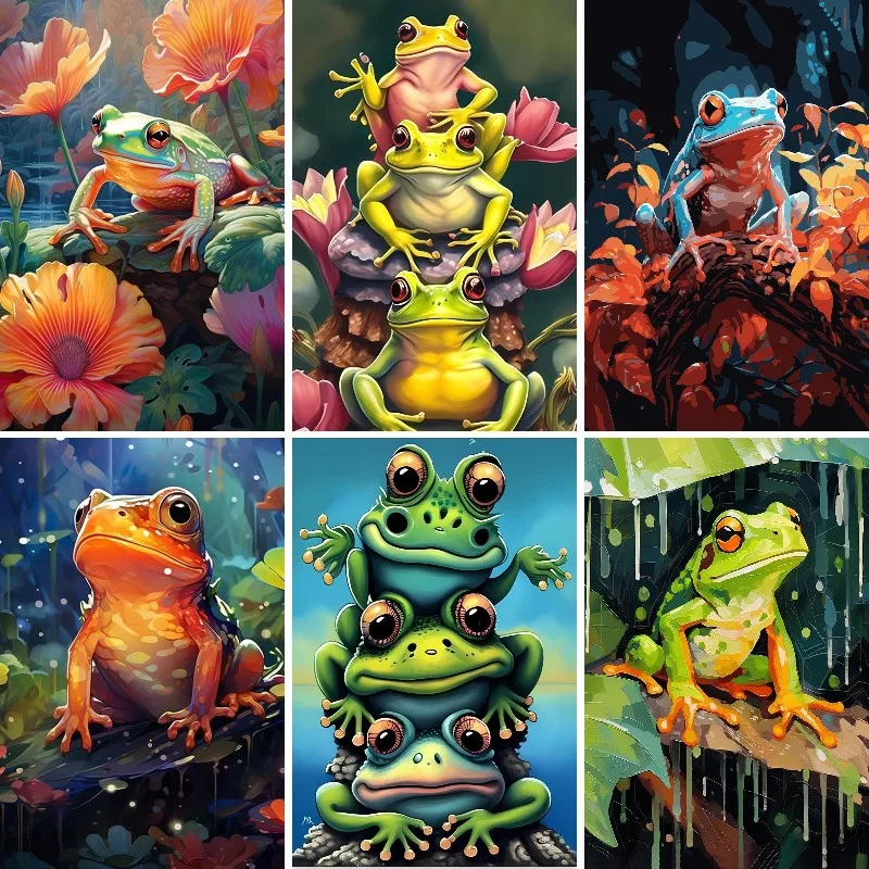 Green Frogs DIY Diamond Painting 2024 New Arrivals, Full Square Drill,Full Diamond Mosaic Embroidery,Wall Decor,Cross Stitch Kit