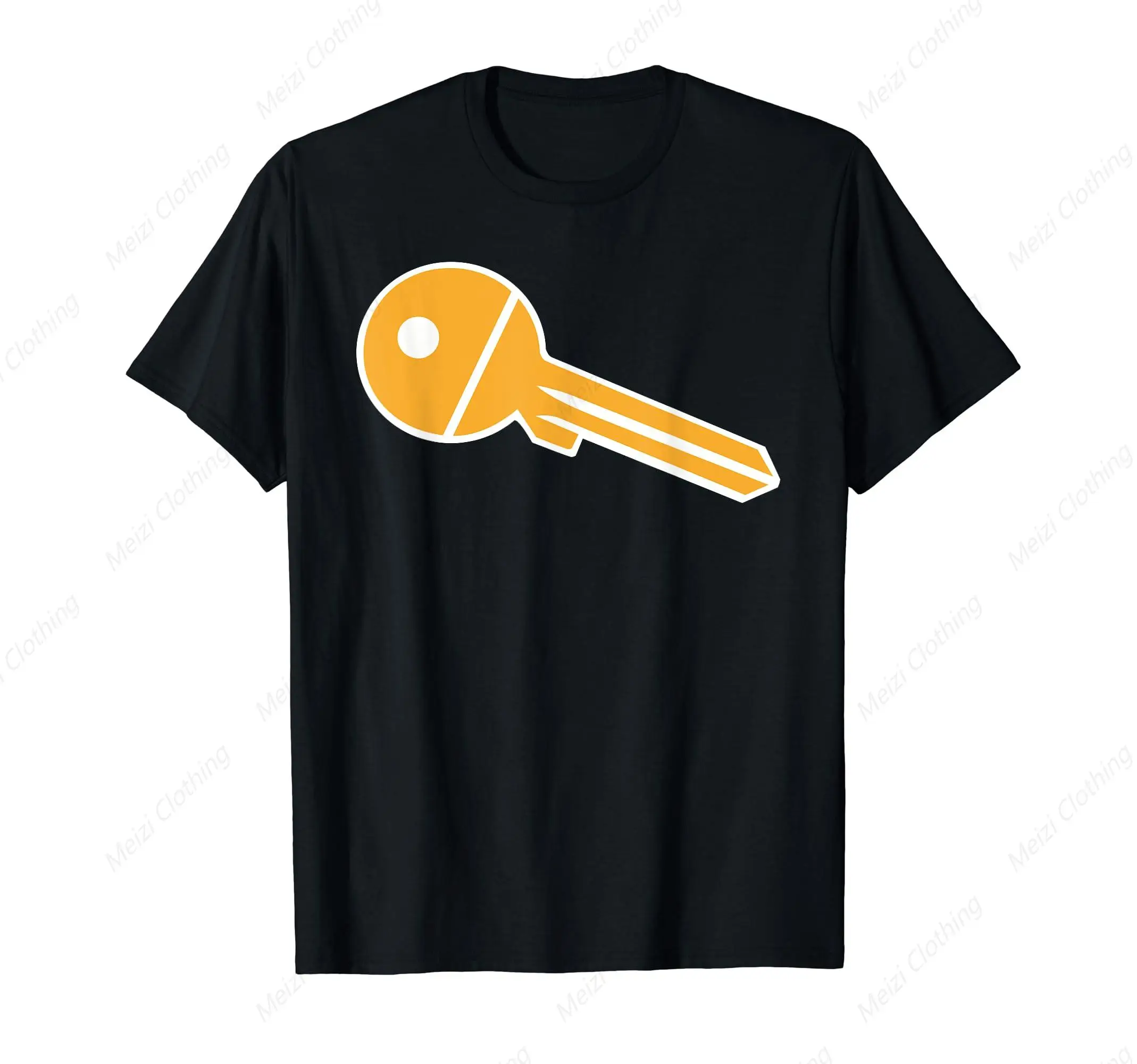 Key logo men's and women's T-shirt fashionable yellow men's clothing cotton casual loose shirt