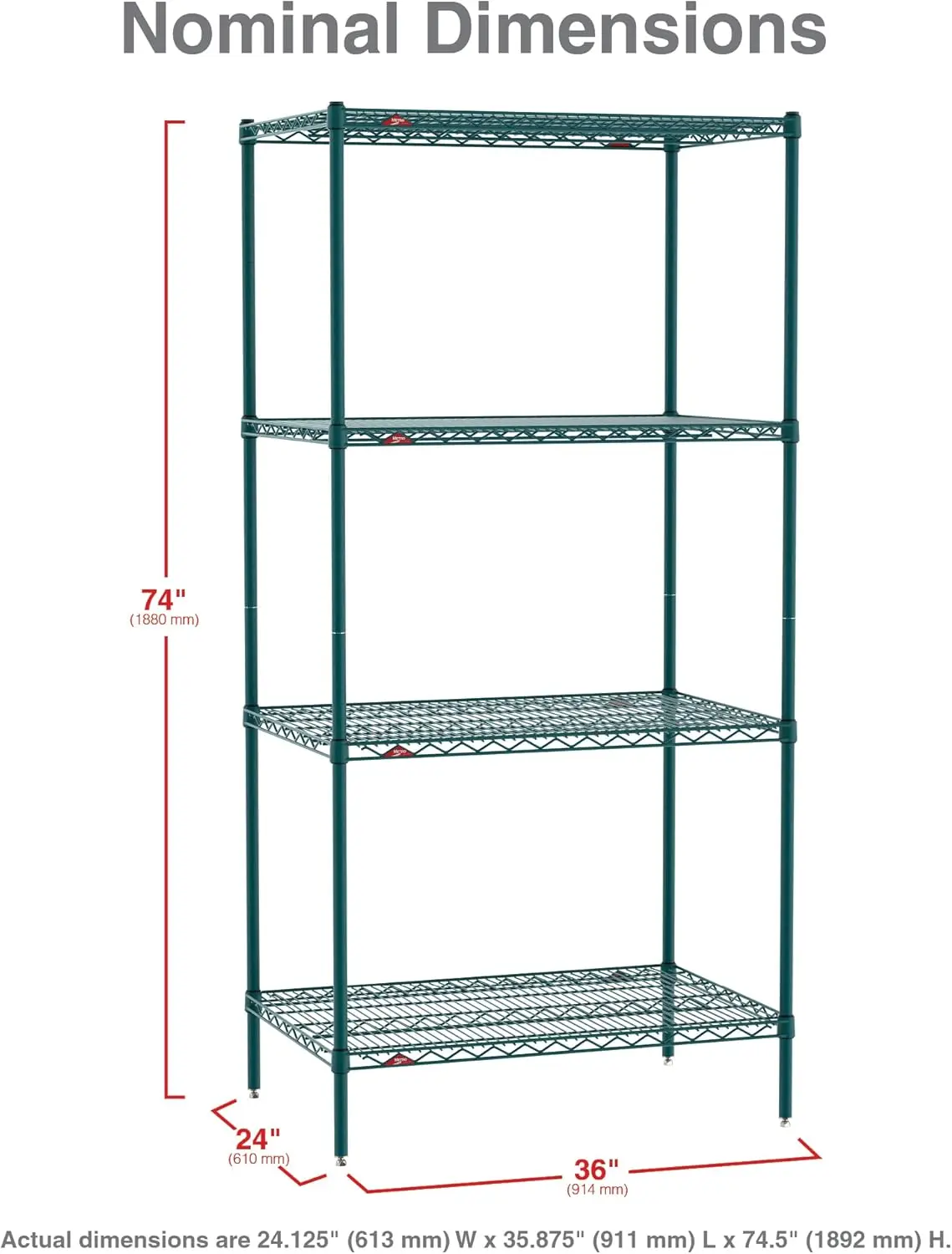 Metro Super Erecta Metroseal Green Epoxy Shelving Unit - Industrial Wire Shelving For Restaurants, Kitchens, Walk-In