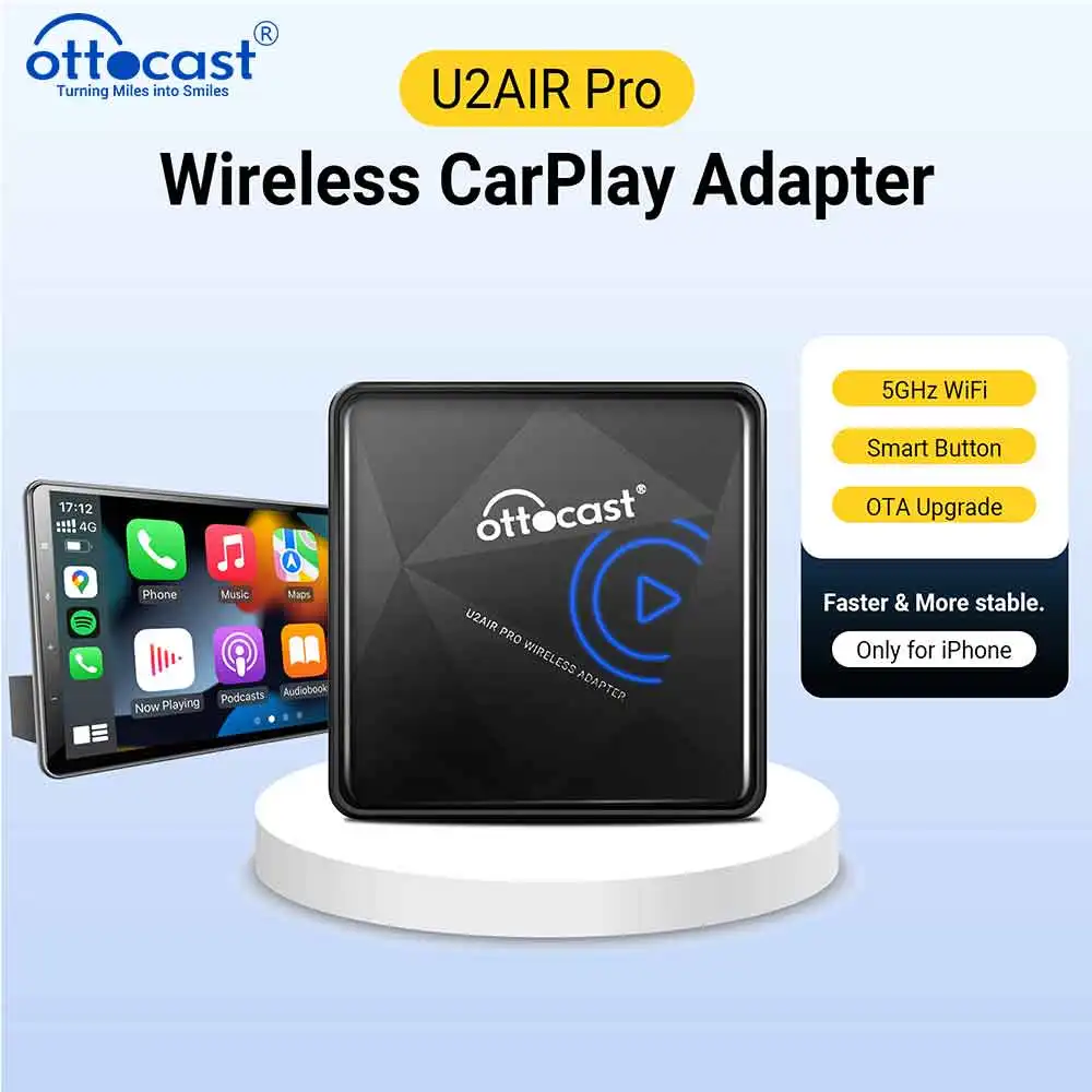 

OTTOCAST U2 Air PRO Wired To Wireless CarPlay Adapter USB Dongle Smart Ai Box Car Accessories for VW Nissan Ford Volvo Kia Benz