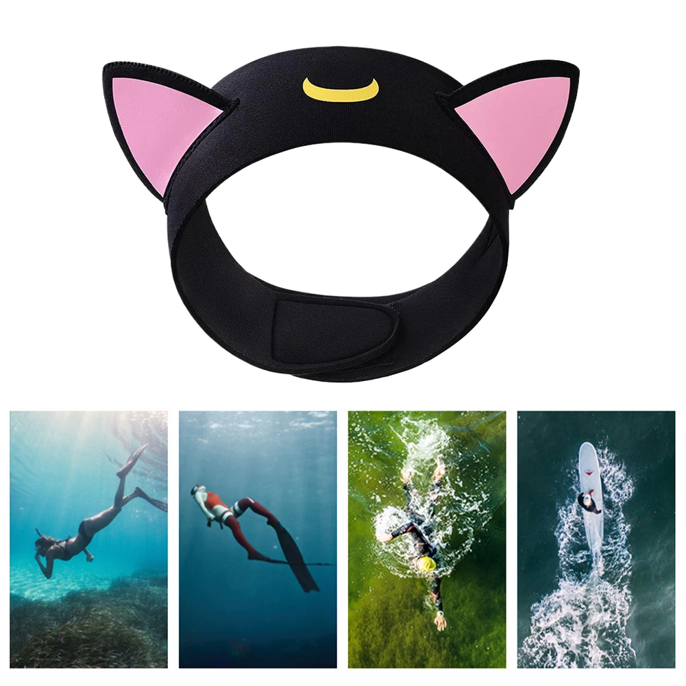 آذان القط 3 مللي متر النيوبرين الغوص عقال قابل للتعديل الغوص هيرباند حماية الشعر الفرقة الكرتون الغوص هود للبالغين الغوص #4