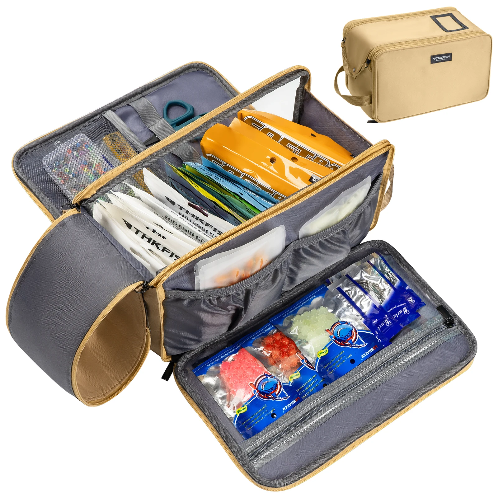 

Сумка для мягких приманок THKFISH: Вместительная, портативная, водонепроницаемая сумка-чехол для хранения рыболовных снастей и приманок