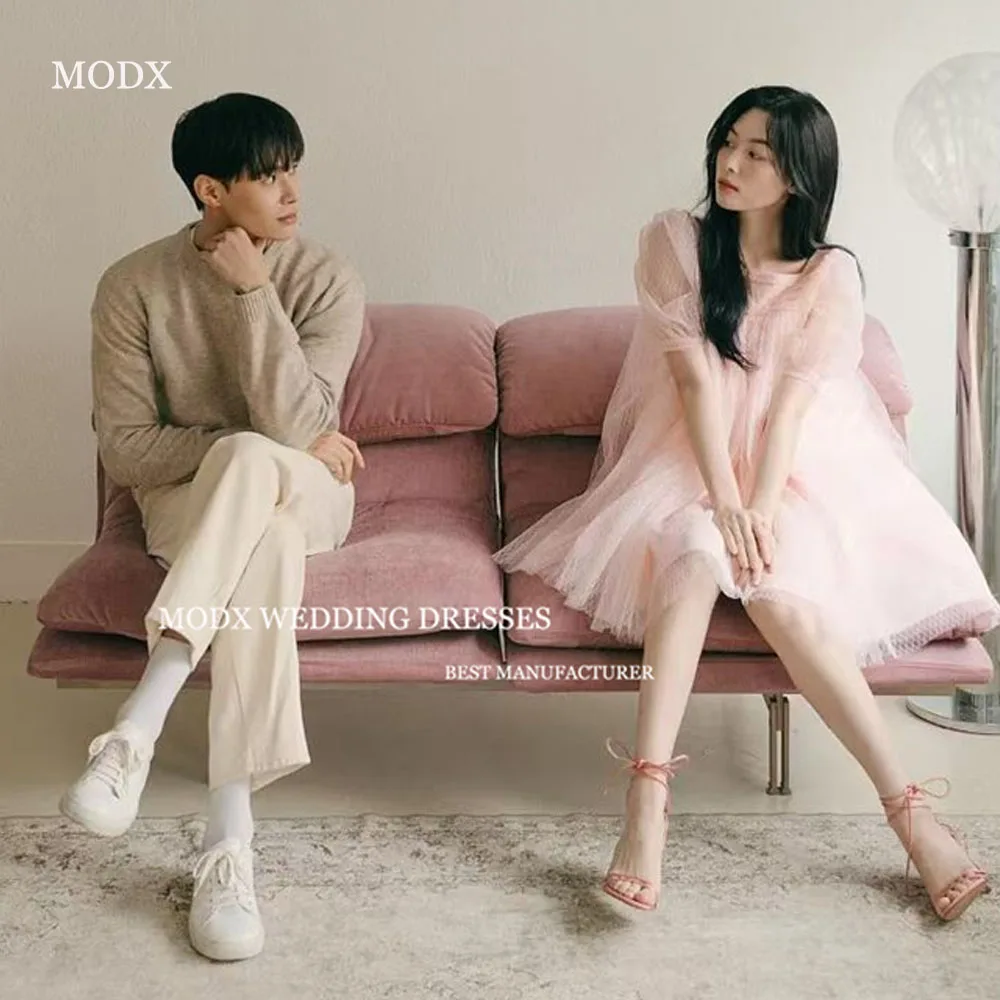 

MODX простое розовое вечернее платье чайной длины с круглым вырезом и коротким рукавом, корейское свадебное платье для фотосессии, вечернее платье для выпускного вечера по индивидуальному заказу