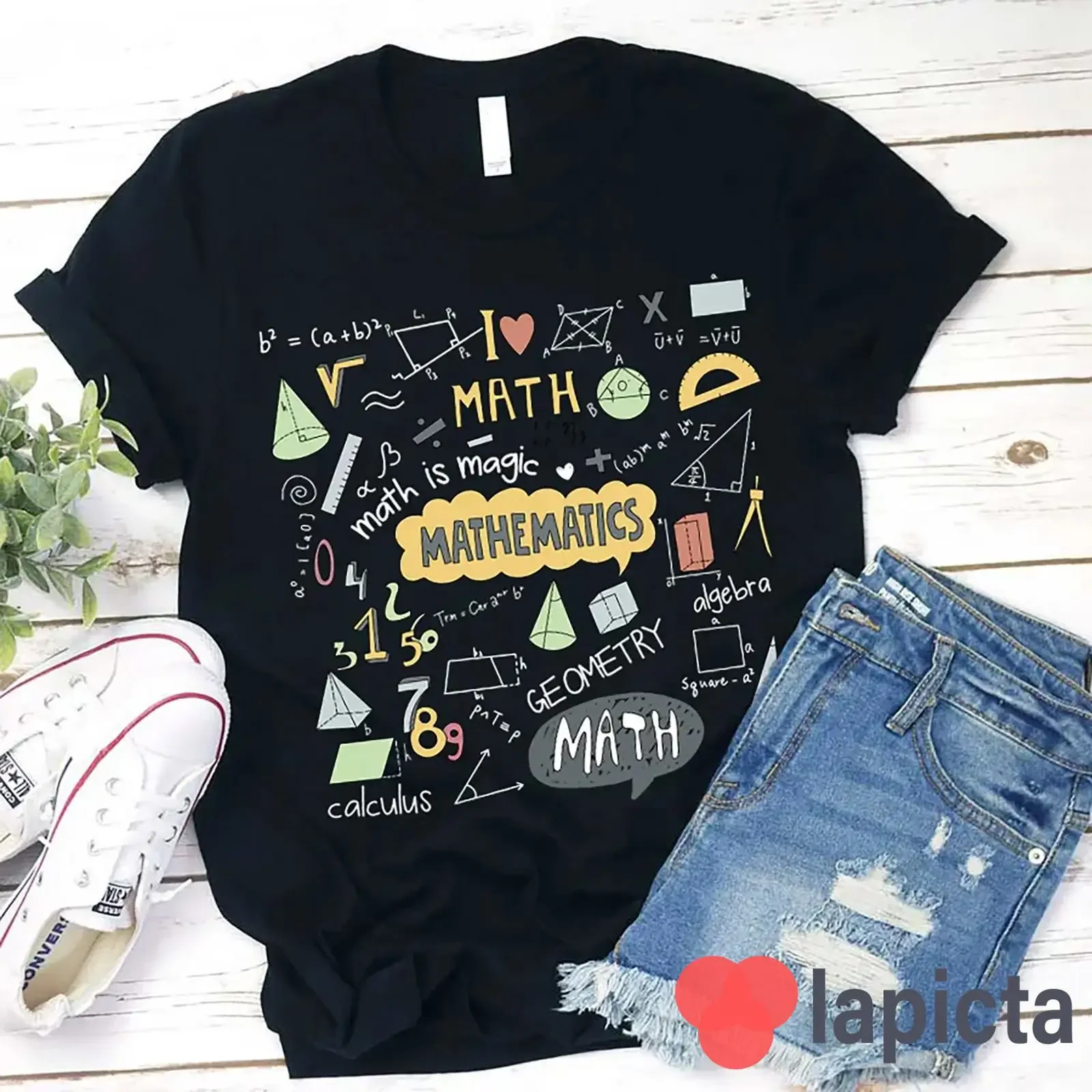 I Love Math Mathematics T Shirt Mathematic Kindergarten Teacher For vintage Washed Slightly Unisex Comfortable Breathable Soft