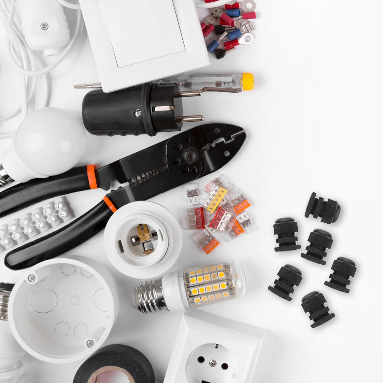 

100Pcs Cable Gland Waterproof Cord Connector PP Material Strain Relief Joint for Outdoor Lighting Wire Protection