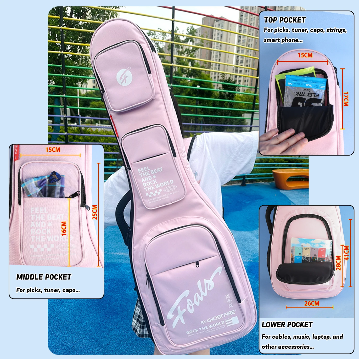 

Разноцветная гитарная сумка FOALS Dream Bubble, очень плотная, с пространством для хранения (бас)