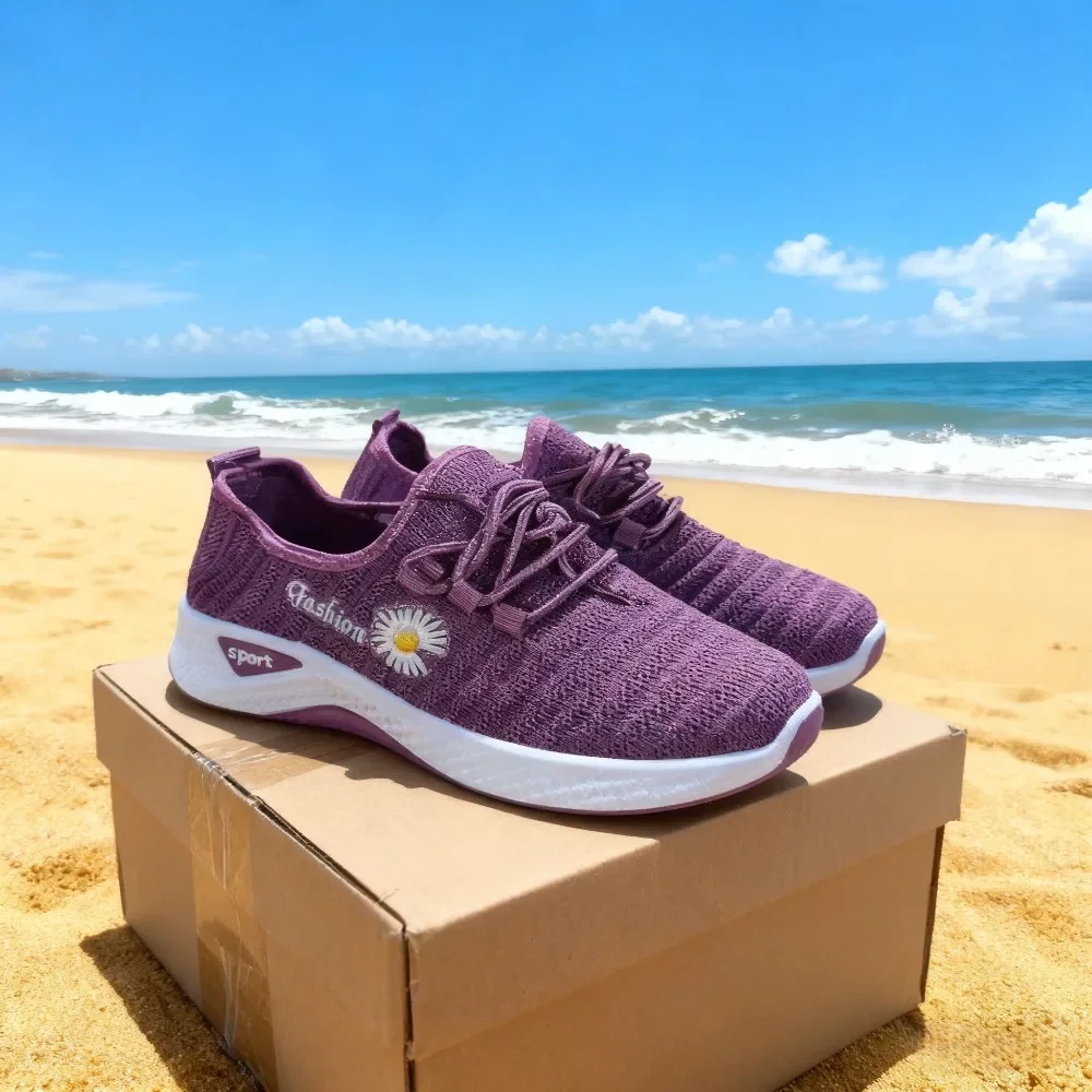 النساء أحذية تنفس سيدة شقة الصيف أحذية رياضية بيضاء تنفس أحذية امرأة الإناث شبكة أحذية رياضية النساء حذاء مسطح 2025 #5