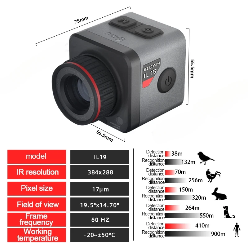 iRay IL19 handheld outdoor thermal imaging 384*288 infrared resolution 19mm lens for hunting observation