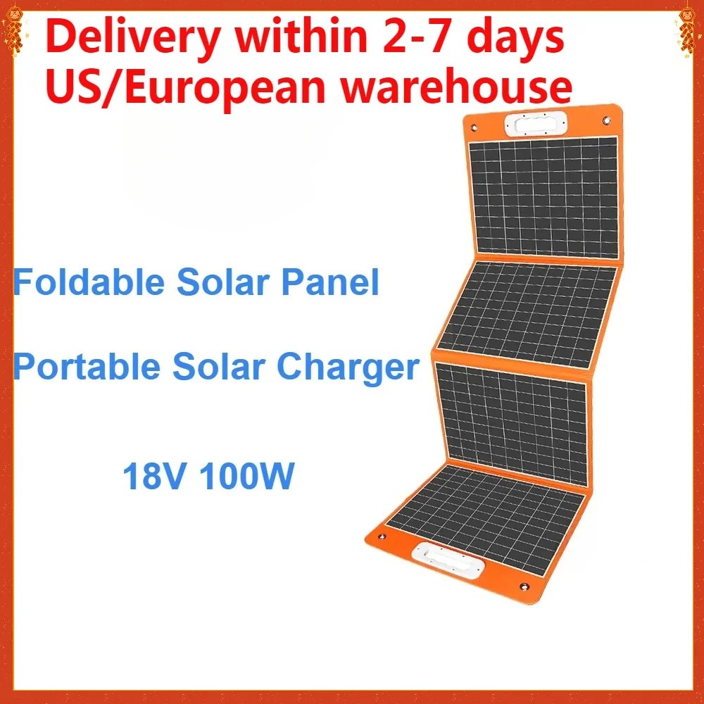 Foldable Solar Panel Portable Solar Charger DC Output PD Type-c QC3.0 for Phones Tablet Camping RV Trip 18V 100W Solar Battery