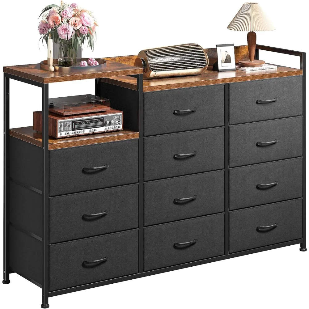 

Dresser for Bedroom with 11 Drawers, Dresser TV Stand with Shelves, Long Dressers & Chests of Drawers, Wide Dressers for Bedroo