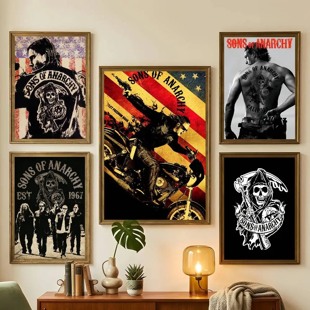 Klassisches Film-Poster „Sons of Anarchy“, cooles Poster für Schlafzimmer, Gamer-Zimmer, Dekoration, Restaurant, Wand, trendiges ästhetisches Geschenk