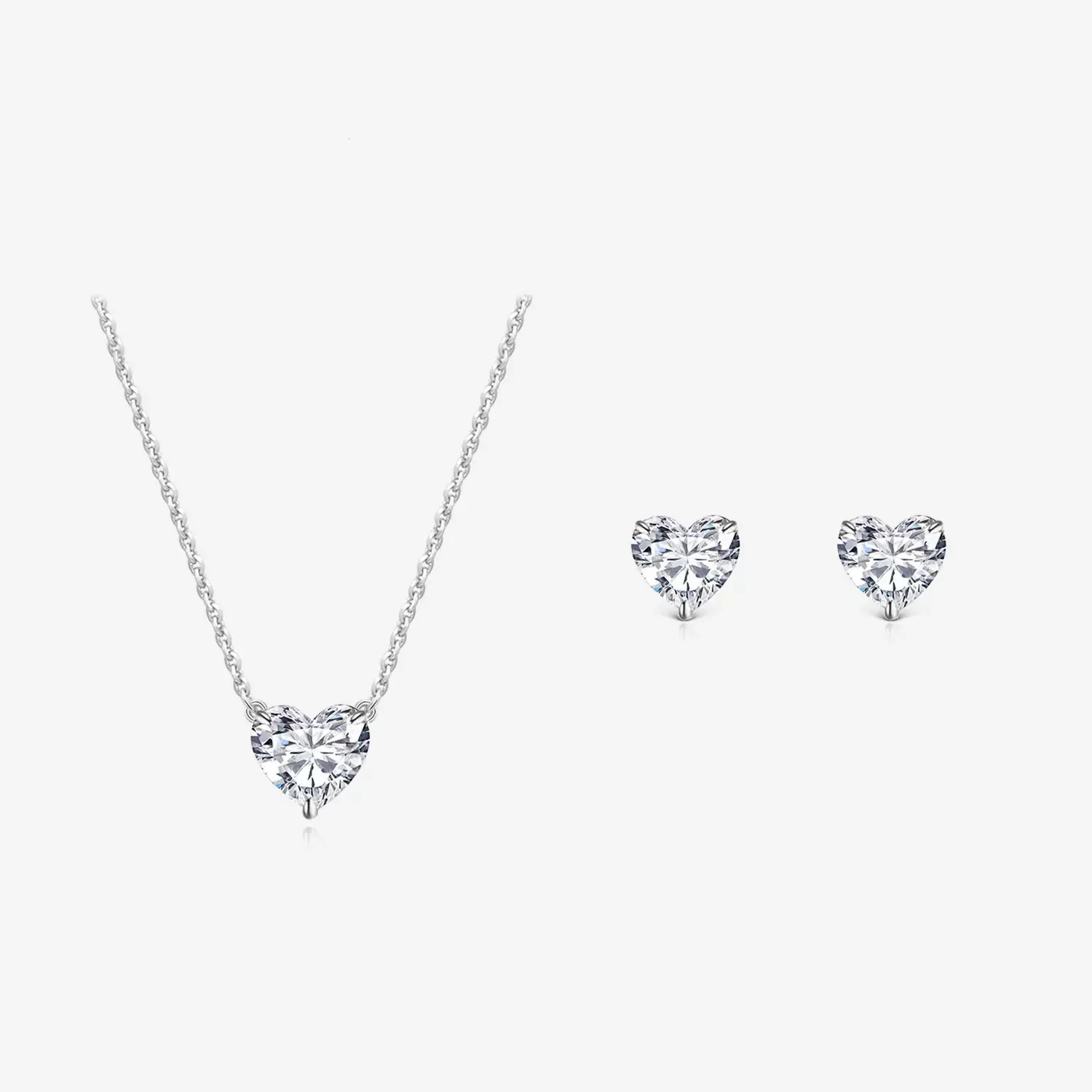 Exquisite S925 Sterling Silver Jewelry Sets Featuring Blue Heart Shaped Pendant White Diamond Stud Earrings And Telescopic Ring