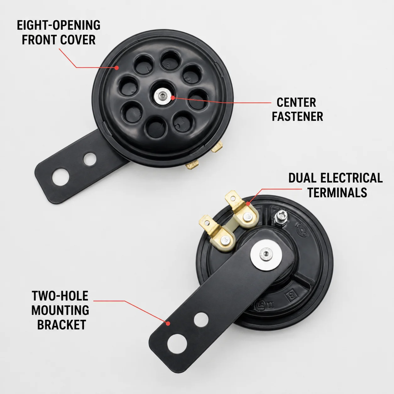 Pack of 1 Car and Motorcycle Horn, 12V-24V Universal Electric Vehicle “Snail” Horn, Dual-Tone High- and Low-Pitch Warning Horn,
